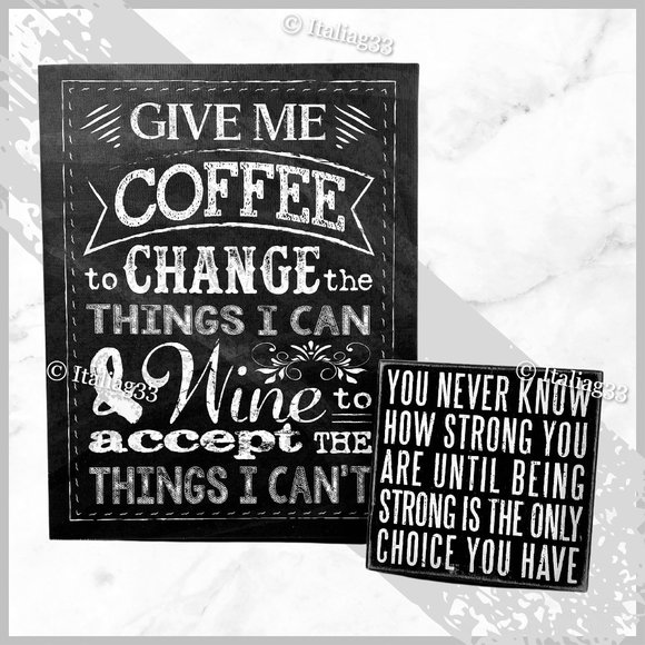 Sign Wall Art Inspirational Coffee Wine Strong Primitives by Kally &Melody Hogan - Picture 1 of 16
